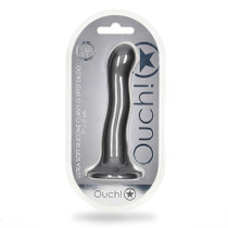 Shots Ouch! Ultra Soft Silicone 7 in. Curvy G-Spot Dildo Gunmetal