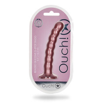 Shots Ouch! Beaded Silicone 6.5 in. G-Spot Dildo Rose Gold