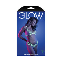 Fantasy Lingerie Glow Night Vision Glow-In-The-Dark Lace Bralette & Panty White L/XL