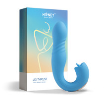 Honey Play Box Joi Thrust App Controlled Thrusting G-spot Vibrator & Tongue Clit Licker Blue