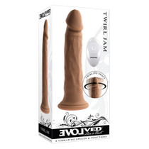 Evolved Twirl Jam Rechargeable Remote-Controlled Vibrating Twirling 9 in. Silicone Dildo Dark