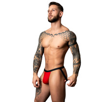 Male Power Hot Mesh Jock Black/Red L/XL