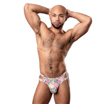 Male Power Cut It Out! Cutout Thong Red/Black L/XL