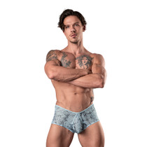Male Power Marble Mesh Micro Mini Short Silver Blue M