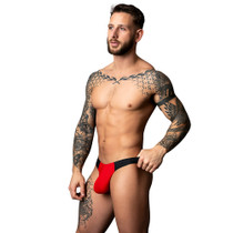 Male Power Hot Mesh Bong Thong Black/Red S/M