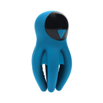 LEVELZ Digital Vibrating Silicone Penis Head Stimulator with Tentacles Teal
