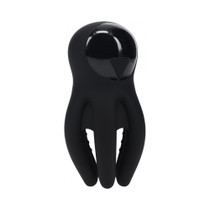 LEVELZ Digital Vibrating Silicone Penis Head Stimulator with Tentacles Black
