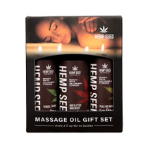 Earthly Body Hemp Seed Holiday Massage Oil Trio Gift Set: Mistletoe Mischief, Tinsel Tease, Yule Be Begging