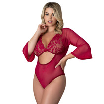 Magic Silk Black Cherry 3/4 Sleeve Playsuit Cherry Queen Size