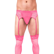 Prowler Lace Garter Set Pink 2XL