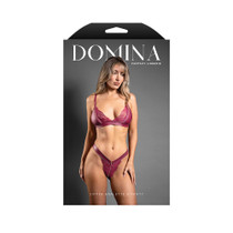 Fantasy Lingerie Domina Bralette & Panty with Zipper Details Berry M/L