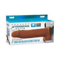 Fantasy X-Tensions Elite Vibrating Hollow Silicone Strap-On 8 in. Brown