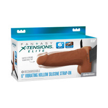 Fantasy X-Tensions Elite Vibrating Hollow Silicone Strap-On 6 in. Brown