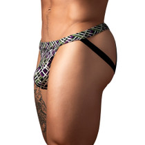 Male Power Gridlock'd Jock with Strap Print L/XL