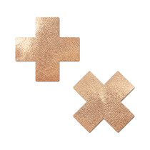 Pastease Everyday Reusable Pasties Rose Gold Vegan Luxury Suede Cross Nipple Covers