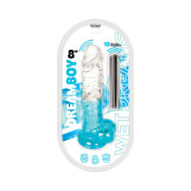 Wet Dreams Dream Boy Jelly Dildo Clear/Aqua Gradient W/ Rechargeable Multi-Speed Bullet 8in