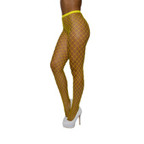 Dreamgirl High-Waist Fence Net Pantyhose Yellow O/S