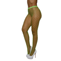 Dreamgirl High-Waist Fence Net Pantyhose Neon Lime O/S
