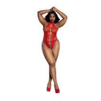 Dreamgirl Crotchless Peek-A-Boo Madame Teddy Red Queen Size