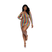 Dreamgirl Rainbow Mini Dress with Arm Warmers Queen Size