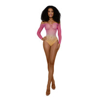 Dreamgirl Ombre Net Bodystocking Tropical Peach O/S