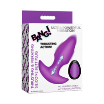 BANG! Thrusting & Vibrating Silicone Butt Plug Purple