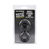 ROCK SOLID Silicone Double Stamina Ring with Metal Beads Black