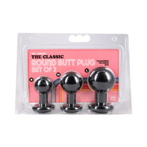 The Classic Round Butt Plug Black 3-Piece Set
