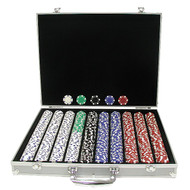 1000PC STRIPED DICE 11.5GM POKER CHIP SET WITH ALUMINUM CASE