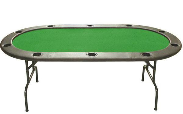 Folding Poker Table 9 Player Green Felt Chip Tray Oval Texas Holdem Black Jack