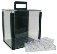 1000 CHIP CLEAR HEAVY DUTY ACRYLIC CARRYING CASE - INCLUDES 10 TRAYS!