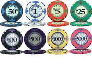 Scroll Design Ceramic 10gm Poker Chips - 8 Chip Sample Set