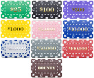 DENOMINATED RECTANGULAR Poker Chip Plaque Sample Set - 10 Different Chip Plaques!