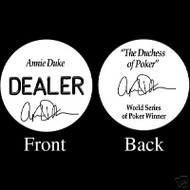 ANNIE DUKE PROFESSIONAL COLLECTOR'S DEALER BUTTON