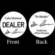 CARLOS MORTENSEN PROFESSIONAL COLLECTOR'S DEALER BUTTON