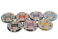 QUAD ACES LASER CLAY Poker Chip Sample Set - 7 Different Chips!