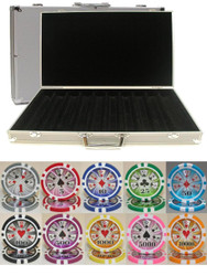 HIGH ROLLER LASER 1000 CHIP 14g CLAY POKER SETwith Aluminum Case