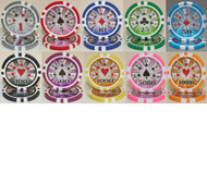 HIGH ROLLER LASER 14gm Poker Chip Sample Set - 10 Different Chips!