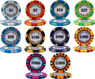 25 MONTE CARLO CASINO 14gm CLAY Poker Chips - CHOOSE!