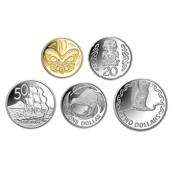 New Zealand 12 Silver Proof Coin Set 10c To 2 With Gold 10c Oceanic Mint