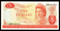 New Zealand - $5 - Hardie - 168 111111 - Solid Serial - Uncirculated