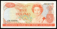 New Zealand - $5 - Russell - JCN000039 - Low Serial - Uncirculated