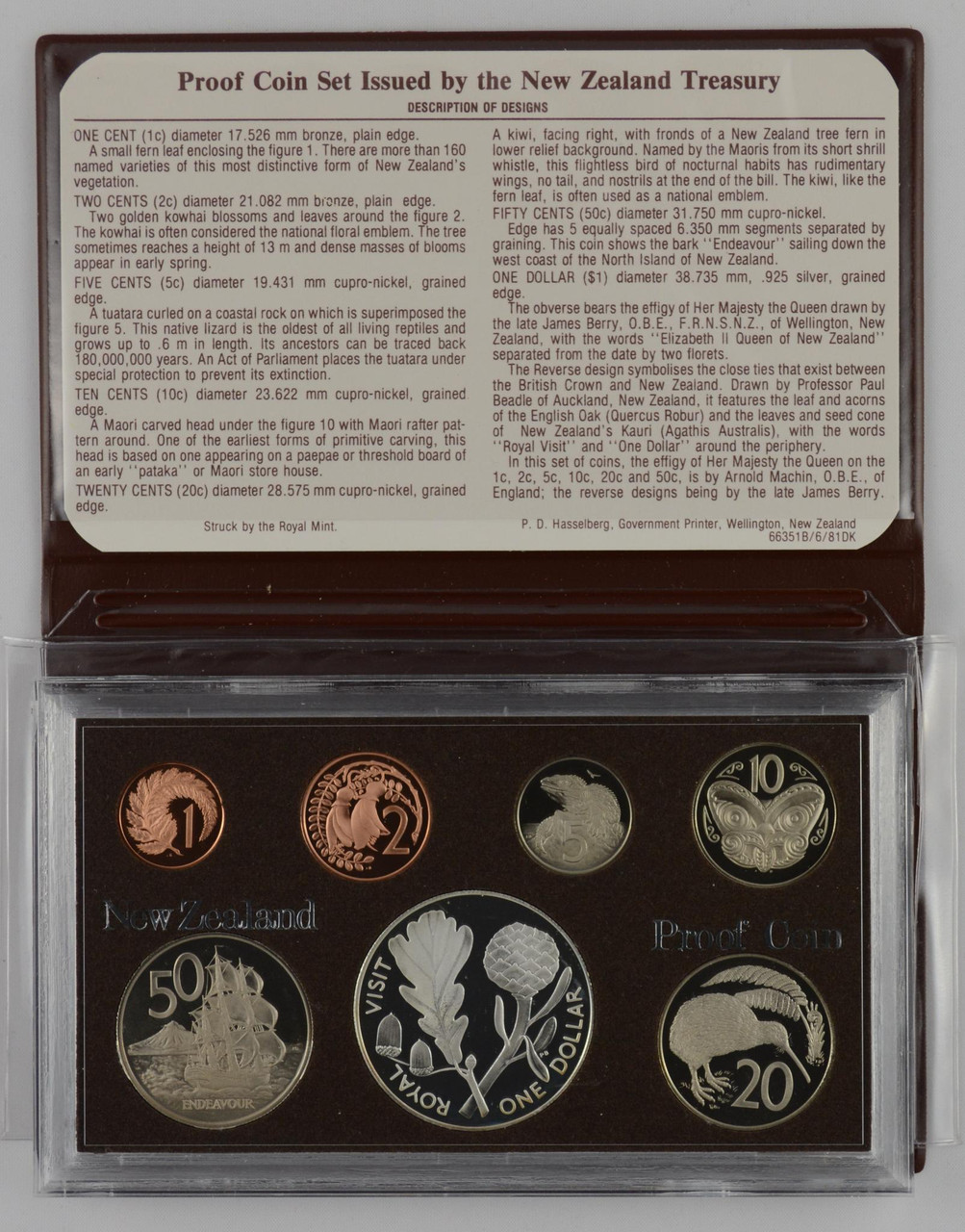 New Zealand - 1981 - Annual Proof Coin Set - Royal Visit - Oceanic