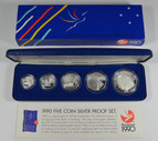 New Zealand - 1990 - Silver Proof Coin Set - 5 Coin Silver Proof Set