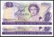 New Zealand - $2 - Star Note Pair - Hardie - EA000047* 48* Uncirculated