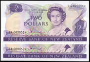 New Zealand - $2 - Star Note Pair - Hardie - EA000051* 52* Uncirculated