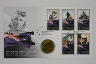 New Zealand - 2008 - $1 Uncirculated Coin & Stamp Cover - Sir Edmund Hillary