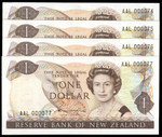 New Zealand - $1 - Hardie 'Type 2' - AAL000074 - AAL000077 - Unc