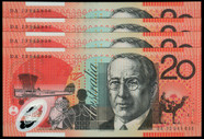 Australia - 2013 - $20 DA13 - 4 Consecutive Notes - Last Prefix - Uncirculated
