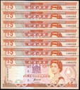 Fiji - $5 - 7 Consecutive Notes - C686564 - C686570 - P93a - aUnc